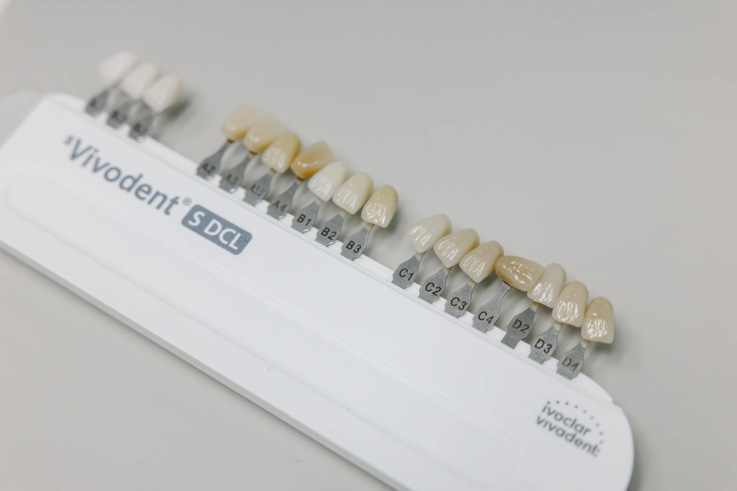 A tooth shade guide used to match a crown to natural teeth