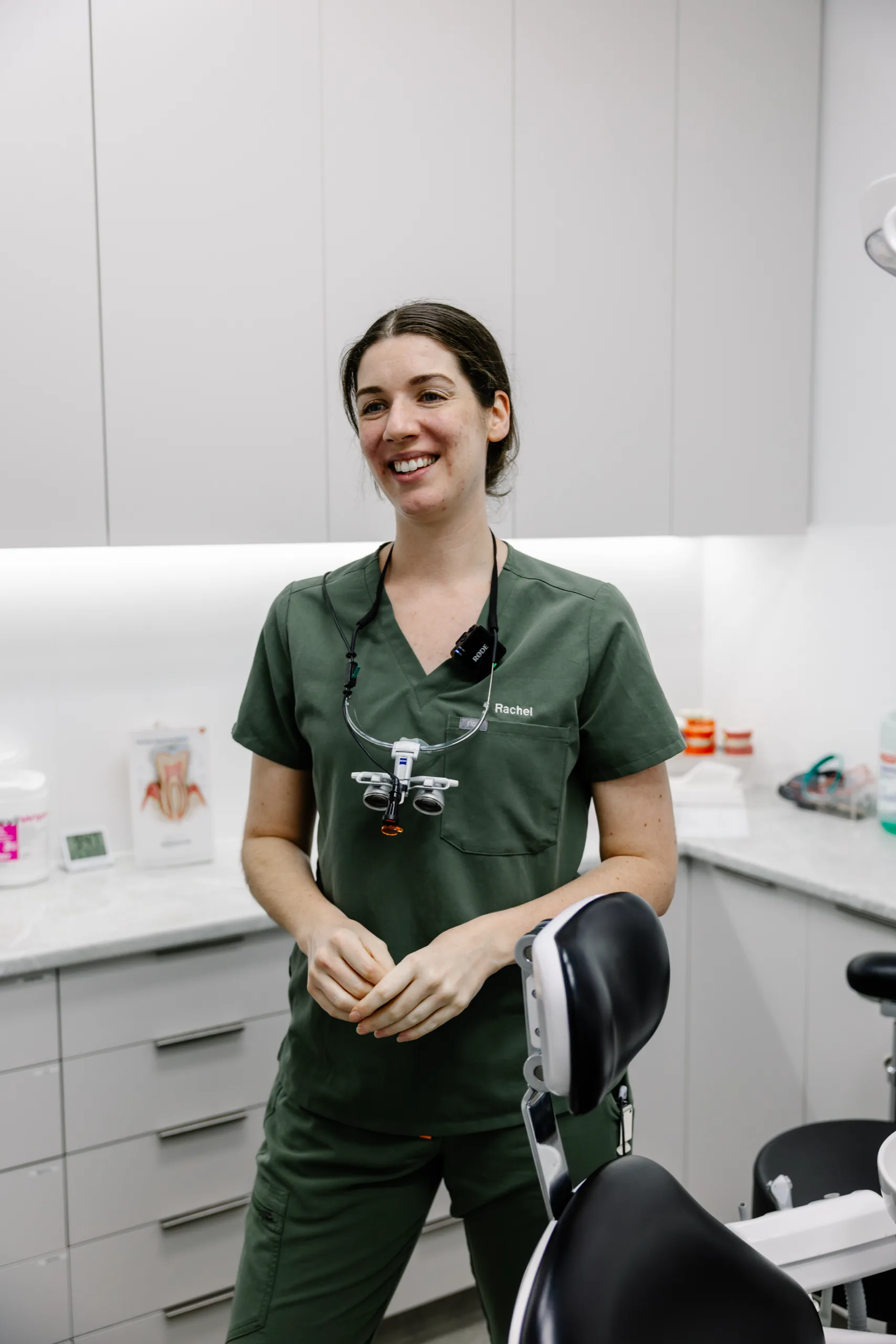 Dr Rachel Brown smiling in the surgery at Dental Spot